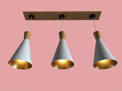 Cone Pendant Light Golden Interior 4K PBR Textures  Low-poly 3D model