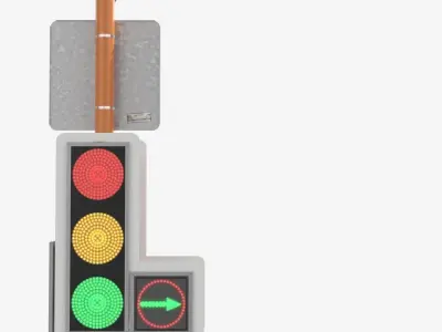 LED Traffic Light Low-poly 3D model