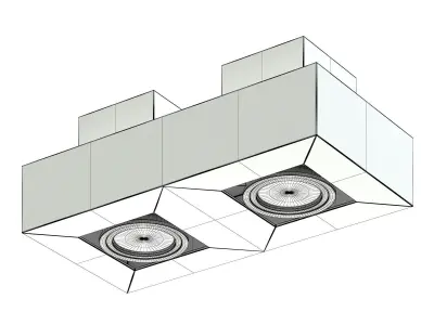 Black Double Rectangular Halogen Light 3D Model 3D model