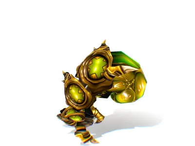 Animated Green Flea Monster Bug 02 Low-poly 3D model