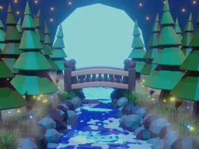 Fantasy Forest Moonlight 3D model
