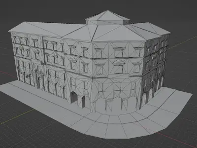 Low Poly Central Eastern European City Building Low-poly 3D model