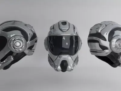 Futuristic Space Helmets Low-poly 3D model
