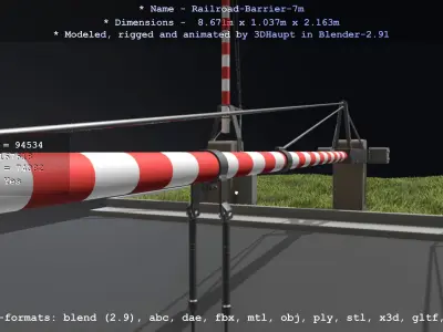 Railroad Barrier 7m High-Poly 3D model