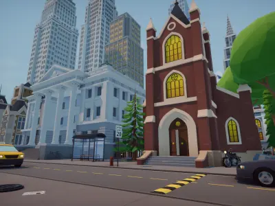 Low Poly Mega City Low-poly 3D model