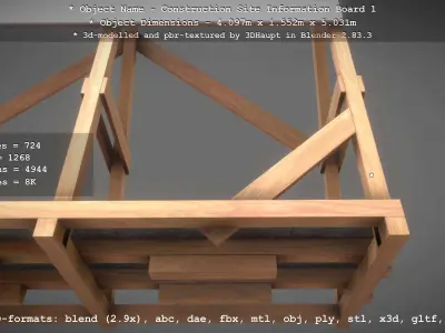 Construction Site Information Board 1 Low-poly 3D model