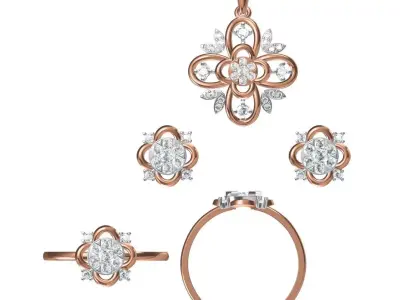 Light wt Ring Earrings Pendant set stl jcd 1-render details  3D print model order