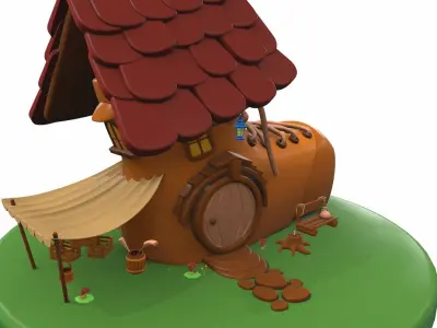 Cartoon boot house and props 3D model