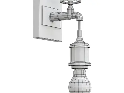 soldcliff wall light with brass and glass bulb 3D model