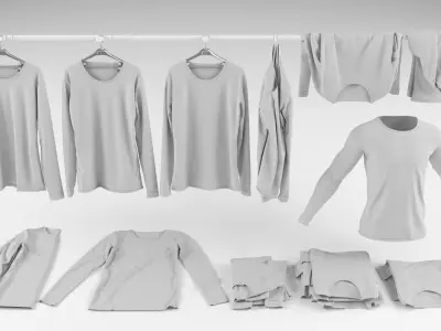Long sleeve shirt collection 3D model