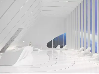 Sci-fi white interior 03 3D model