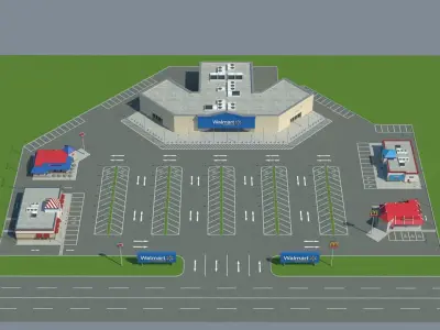 Fast Food Court Collection 3D model