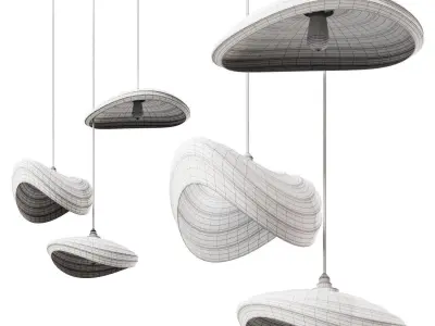 Scandinavian Minimalist LED chandelier Wabi Sabi in cream style 3D model