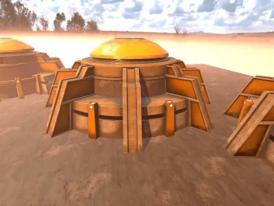 SciFi Desert Building Low-poly 3D model