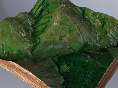 Green terrain Landscape 3D model Low-poly 3D model