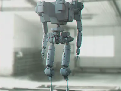 3D Mecha robot in warehouse 3D model