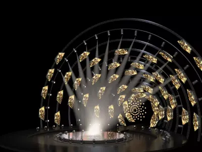 Ultra-Modern Circular Concert Stage with LED Arches 3D model