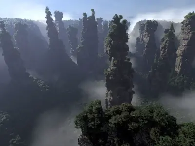 Realistic topography of Zhangjiajie-tianzi-mountain 3D model