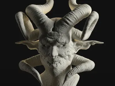 Devil statue of demon with horns 3D print model