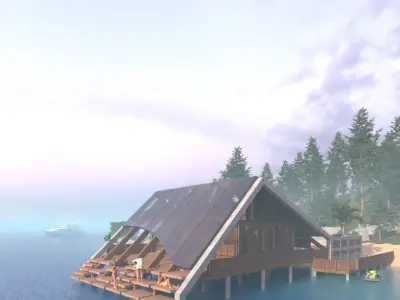 Modern Tropical Beachfront Villa 3D Model Low-poly 3D model