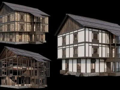 Medieval Village Collection 02 - 4K Textures Game Ready Low-poly 3D model