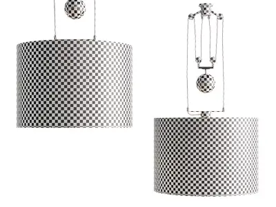 Pulley System Rise and Fall Pendant Light - Card Shade 3D model