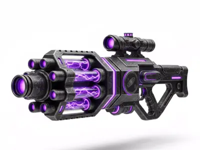 Sci-Fi Plasma Gatling Gun 3D Model Cosmic Energy Cannon Low-poly 3D model