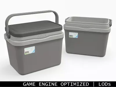 Plastic Cooler Gray Clean Low-poly 3D model