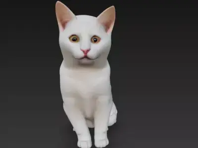 White Cat - Realistic Animal Sculpture and CGI Free 3D print model