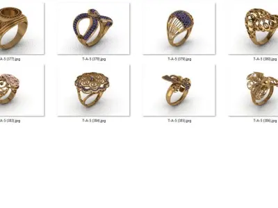 ring 100 pieces drawing 3d rihone drawing ring rings ring  3D print model