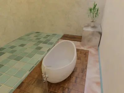 Curved Bath tub - Bathroom 3D model-Interior Low-poly 3D model