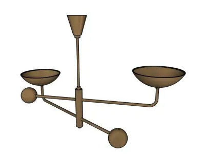 2 Light Curved Sputnik Chandelier  3D model
