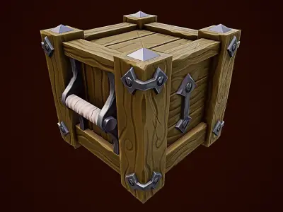 Stylize Wooden Box Low-poly 3D model