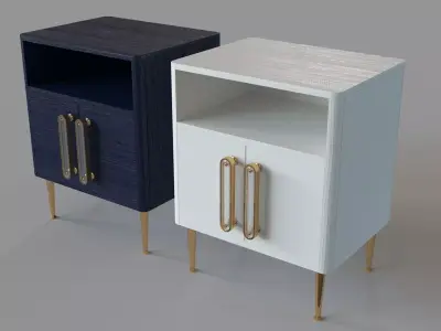 Odetta Nightstand Blue and Cream 3D model