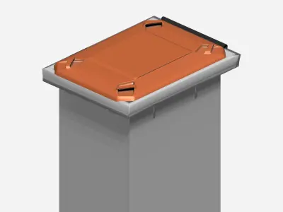 Plastic big street waste bin with wheels and top cover Low-poly 3D model