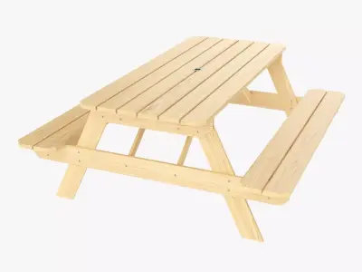 Picnic Table Wood light 3D model