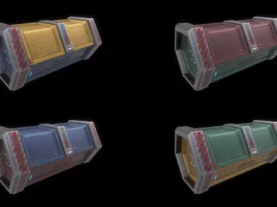 Scifi Crate Openable Door Low-poly 3D model