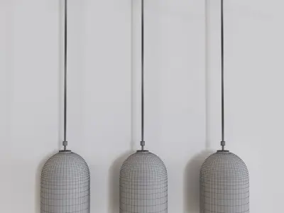 Chandelier8 three pendant lights with glass domes 3D model