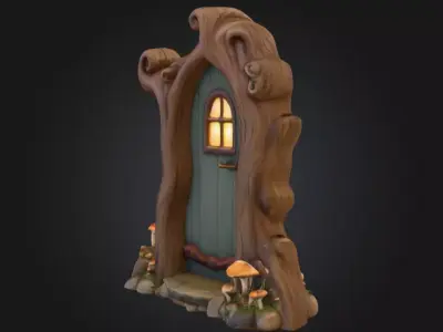 Enchanted Tree Doorway Mystical Fantasy Low-poly 3D model