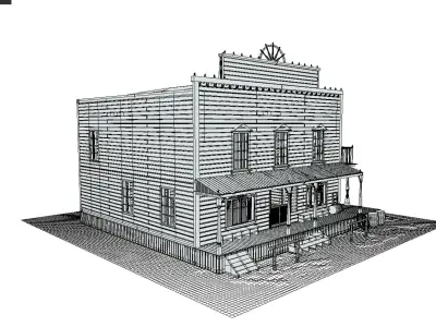 Western Buildings Collection Low-poly 3D model