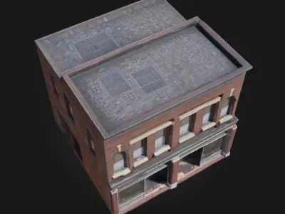 Three-Story Brownstone Building  Classic Urban Elegance Free 3D model