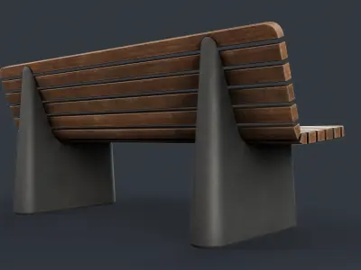 Modern Outdoor Bench 46 PBR Game Ready Low-poly 3D model