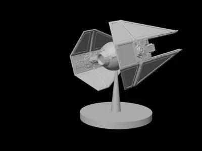 Star Wars Tie Interceptor with base 3D print model