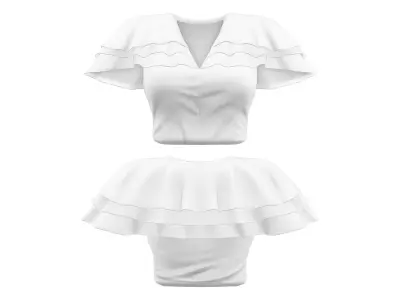 Elegant White Poncho Top Black Pencil Skirt Handbag Outfit Low-poly 3D model