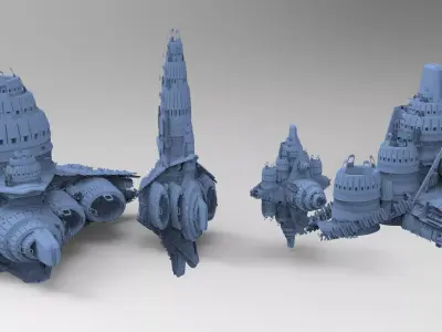 Star Freighter Grand battleship 4 designs 3D model