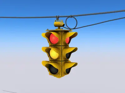 Hanging Traffic Lights Low-poly 3D model