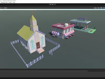 Toon Building Pack for Unity Low-poly 3D model