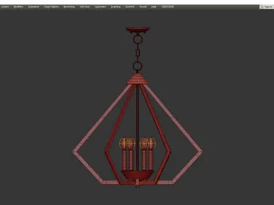 Prism Wide Antique Brass 6 Light Chandelier Low-poly 3D model
