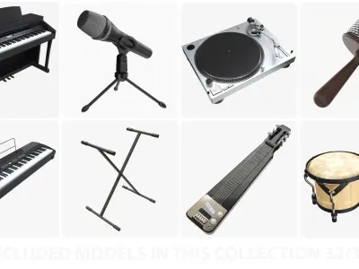 Musical Instrument Large Collection 02 - 38 PBR models 3D Model Pack