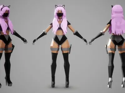 SCIFI FEMALE V2 - Low Poly Style Female Character Low-poly 3D model